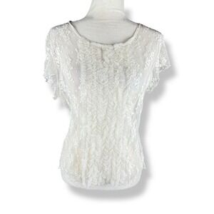 Vintage 90s Lace Top Womens Size‎ Large Romantic Boho Coquette Sheer Ethereal
